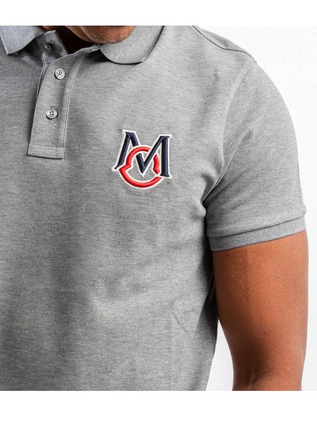 Monogram Logo Patch Short Sleeve Polo Shirt Grey - MONCLER - BALAAN 6