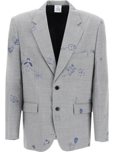 Vetements Grey Scribbled Tailored Jacket, Size X-Small - VETEMENTS - BALAAN 1