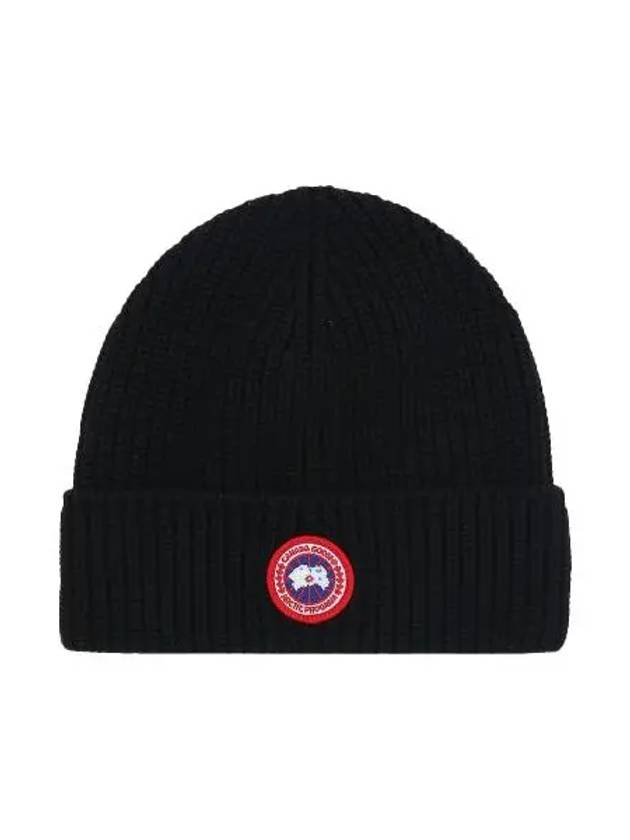 Logo Arctic Disc Rib Beanie Black - CANADA GOOSE - BALAAN 3