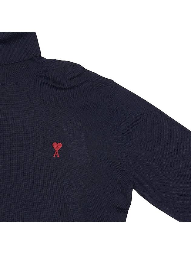 Heart Logo Wool Turtleneck Navy - AMI - BALAAN 5