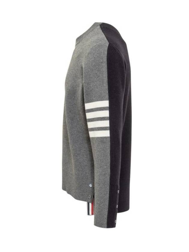 Rib Cuff Hem 4 Bar Virgin Wool Sweater Grey - THOM BROWNE - BALAAN 4