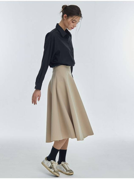 Flare Span Long Skirt Beige - MANAVIS7 - BALAAN 2