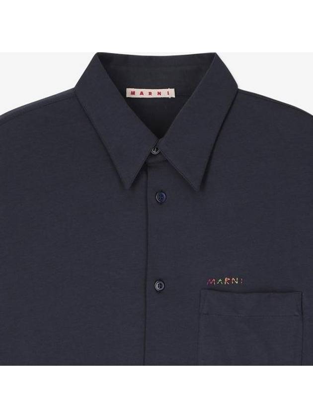 Logo Pocket Cotton Long Sleeve Shirt Blue - MARNI - BALAAN 3