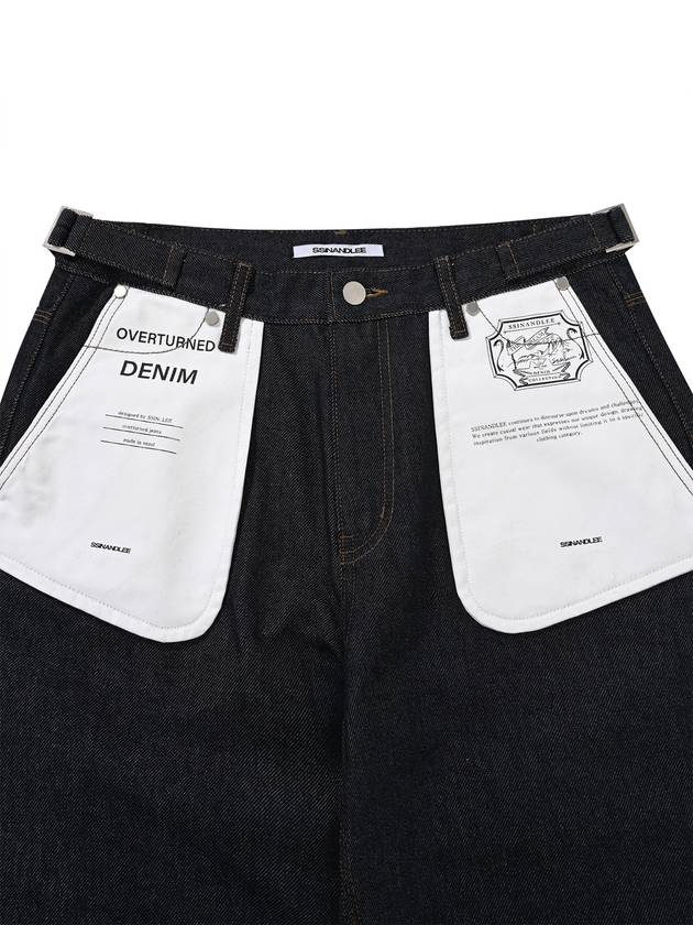 Overturned Pocket Raw Denim Wide Pants Indigo - SSINANDLEE - BALAAN 6