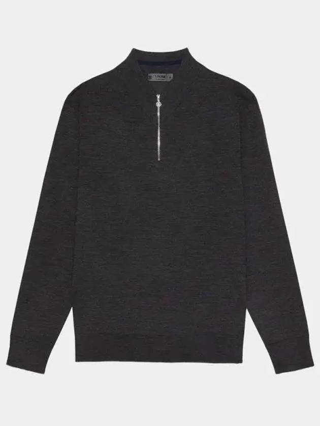 Men's V-Neck Half Zip Merino Wool Knit Top Dark Grey - G/FORE - BALAAN 2