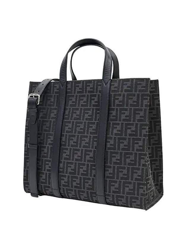 FF Jacquard Fabric Shopper Tote Bag Black - FENDI - BALAAN 4