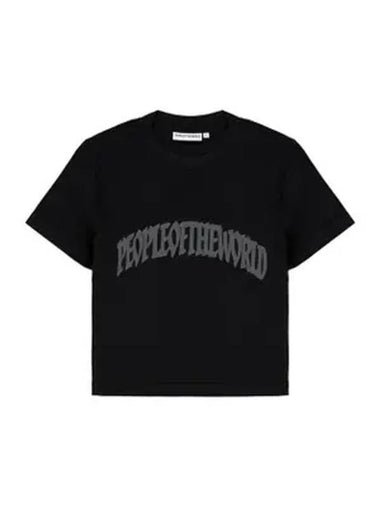 Cropped Arch Logo Short Sleeve T Shirt Black - PEOPLE OF THE WORLD - BALAAN 1