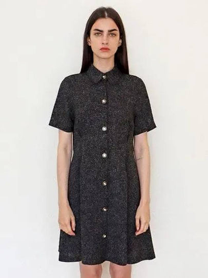 Fancy Tweed Melange Shirt Dress Black - DAMAGE MNEMONIC - BALAAN 2