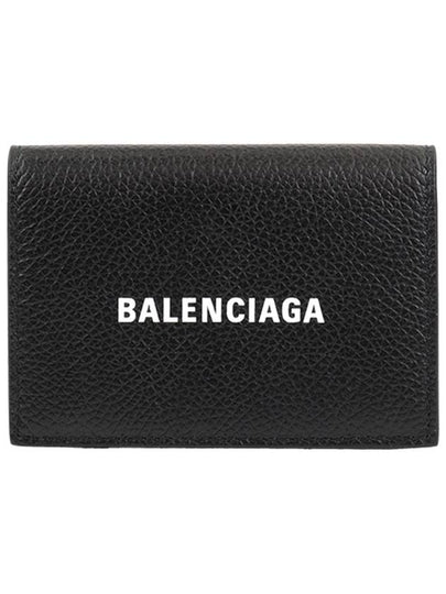 Logo Print Tri-Fold Half Wallet Black - BALENCIAGA - BALAAN 2