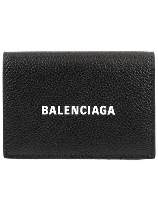 Logo Print Tri-Fold Half Wallet Black - BALENCIAGA - BALAAN 2