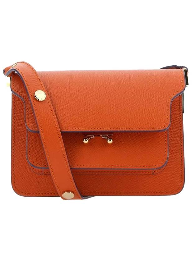 Trunk Saffiano Leather Shoulder Bag Orange - MARNI - BALAAN 1