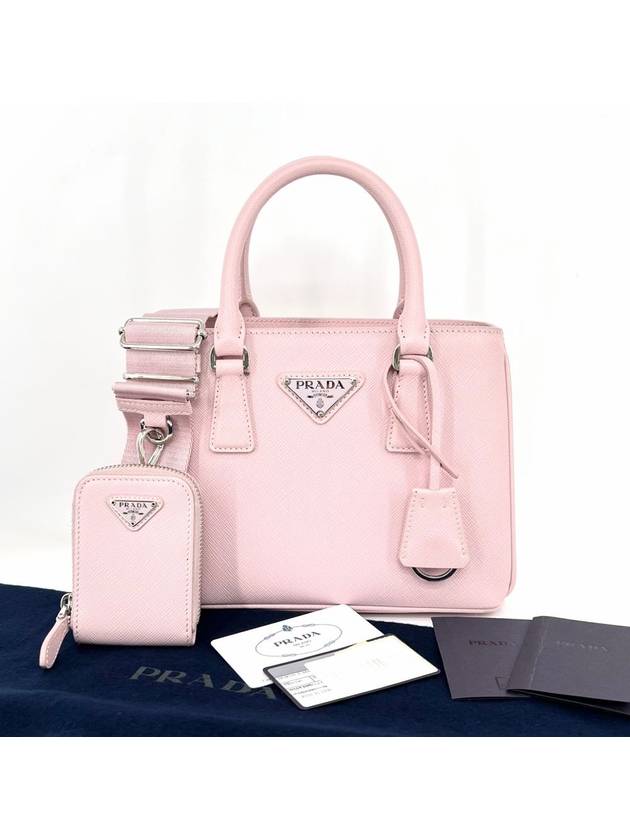 Saffiano Lux Micro Tote Bag and Cross Light Pink 1BA296 - PRADA - BALAAN 1