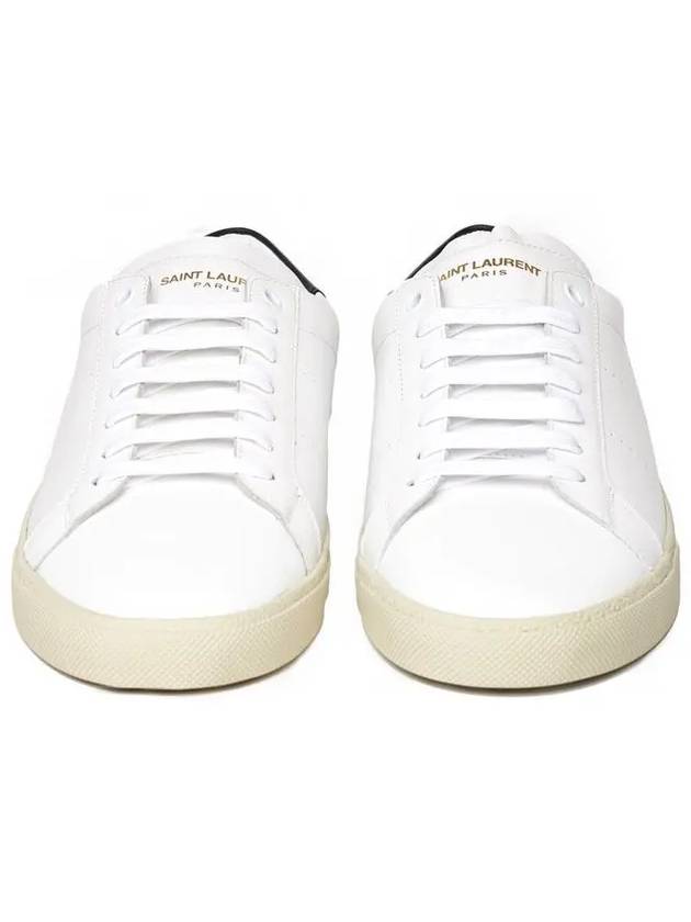 Black Tab Leather Low Top Sneakers White - SAINT LAURENT - BALAAN 5