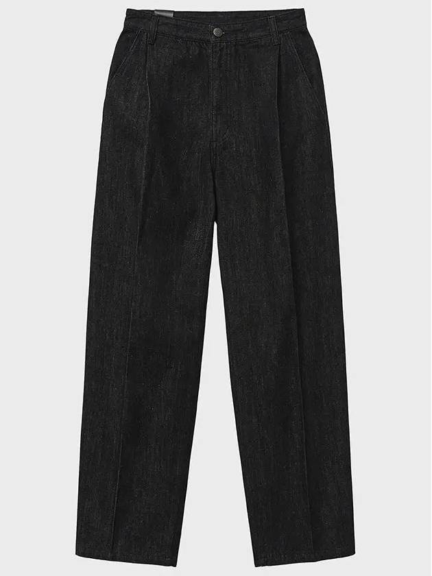 Denim One-Tuck Wide Balloon Pants Black - NOIRER FOR WOMEN - BALAAN 3