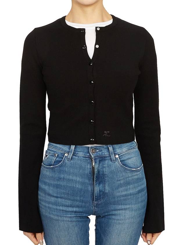 Courr ges 323MGI014FI0001 BLACK Women s Cardigan - COURREGES - BALAAN 4