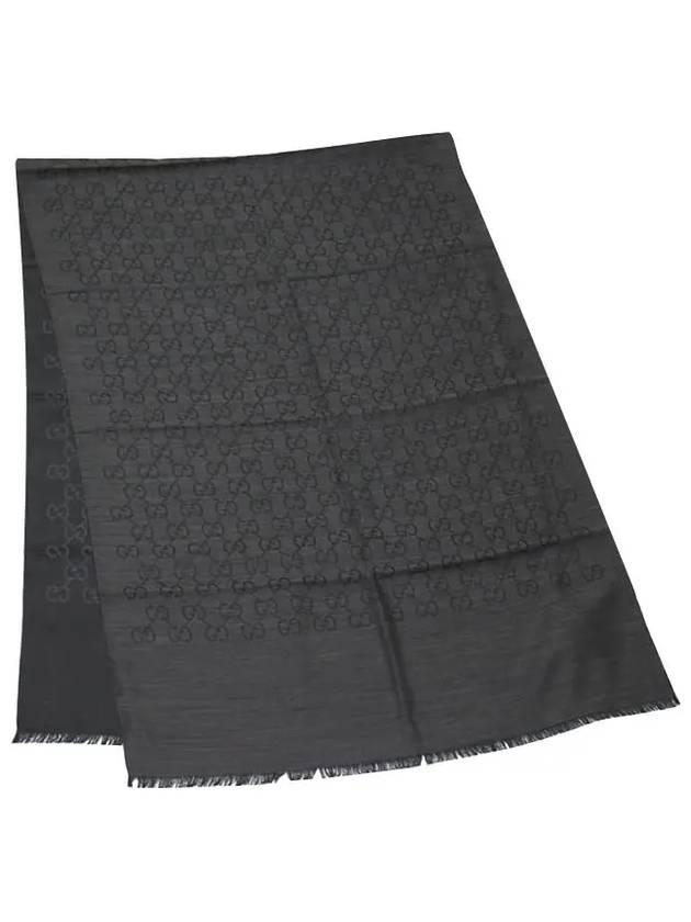 GG Jacquard Wool Silk Muffler Dark Grey - GUCCI - BALAAN 4