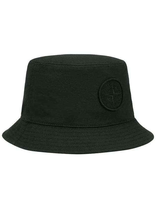 Embroidered Logo Cotton Bucket Hat Black - STONE ISLAND - BALAAN 3