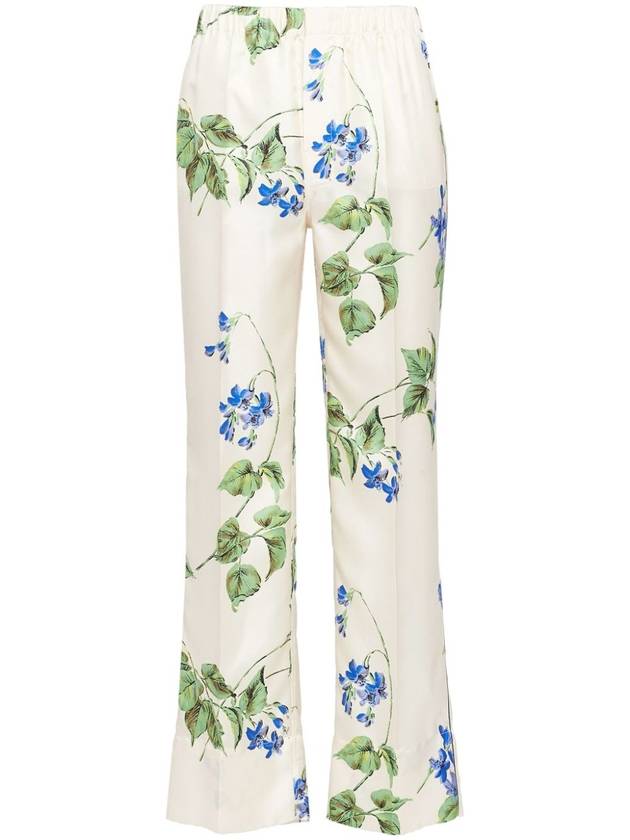 Printed Twill Wide Pants Chalk White - PRADA - BALAAN 2