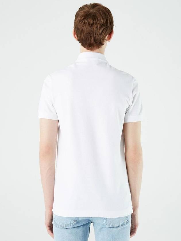 Men's Paris Regular Fit Stretch Cotton Pique Short Sleeve Polo Shirt White - LACOSTE - BALAAN 3