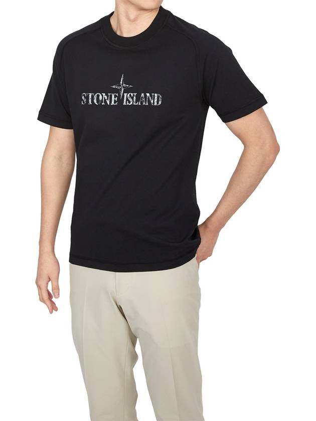 Logo Cotton Short Sleeve T-Shirt Black - STONE ISLAND - BALAAN 5