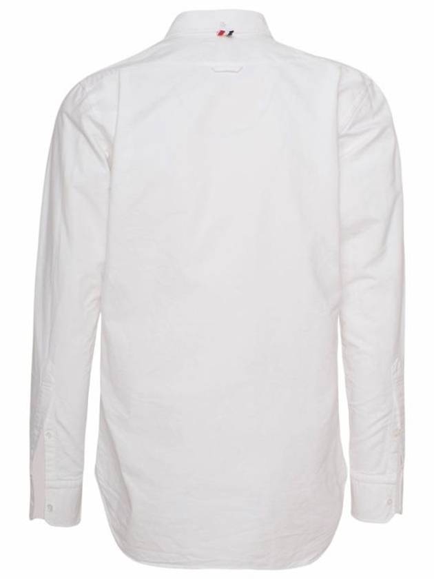 Oxford Grosgrain Placket Cotton Long Sleeve Shirt White - THOM BROWNE - BALAAN 4