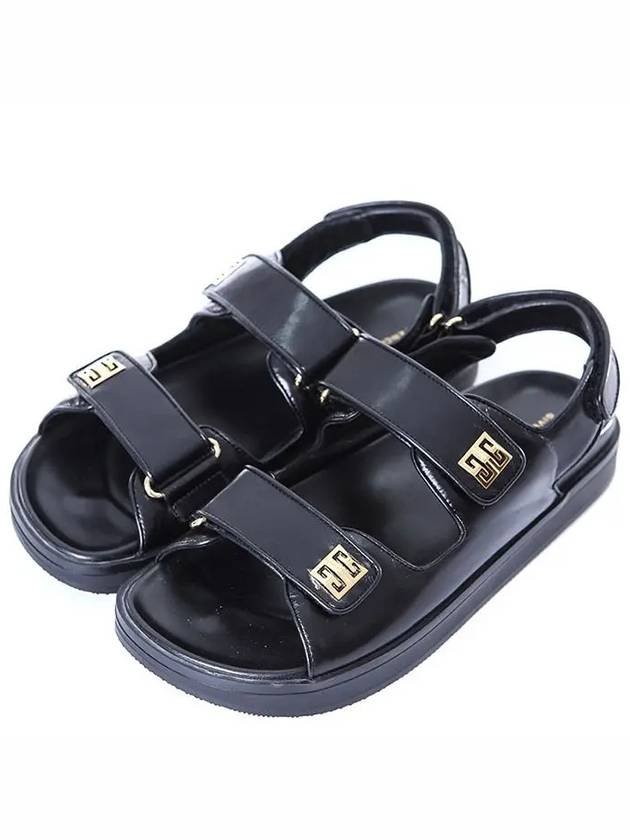 4G Strap Leather Flat Sandals Black - GIVENCHY - BALAAN 3