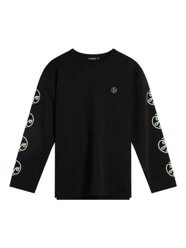 Camilo Graphic Crew Neck Long Sleeve T-Shirt Black - J.LINDEBERG - BALAAN 2