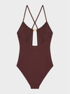 Triomphe Matte Jersey One-Piece Swimsuit Prune - CELINE - BALAAN 3