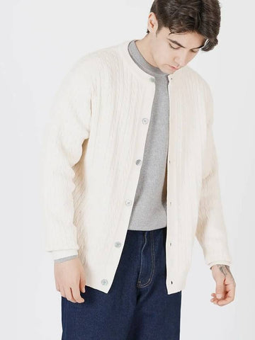 Silket Cable Round neck Cardigan Ivory - CHANCE'S NOI - BALAAN 1