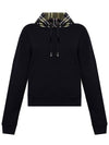 Women's Drawstring Check Hooded Top Black - BURBERRY - BALAAN 1