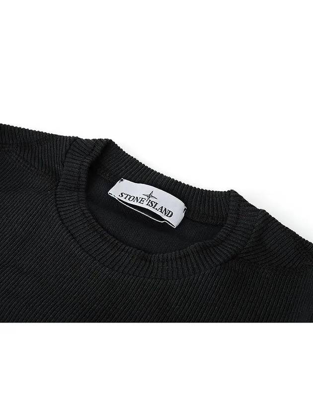 Men's Wappen Patch Crewneck Knit Sweatshirt Black - STONE ISLAND - BALAAN 4