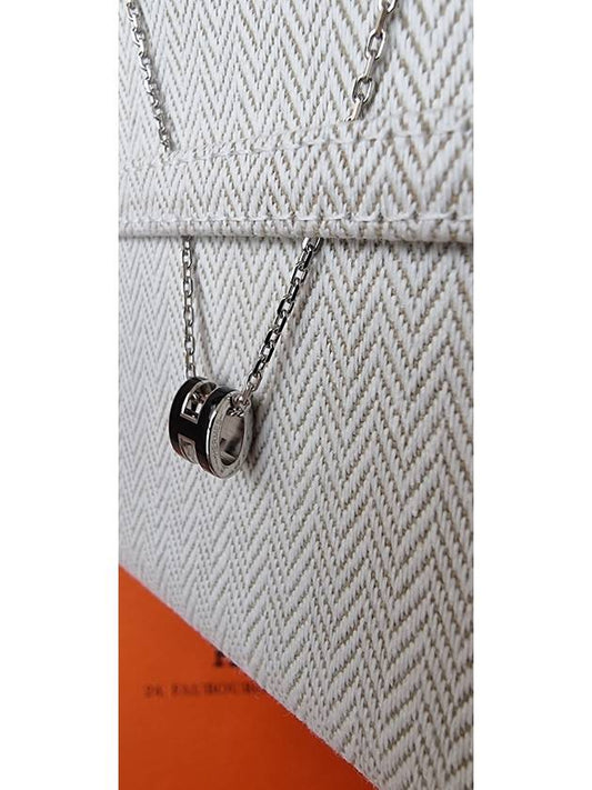 Mini Pop Ache Necklace Silver Chain Pendant Black - HERMES - BALAAN 2