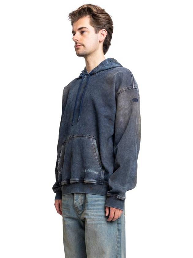 D Um Rib Track Denim Hoodie Dark Blue - DIESEL - BALAAN 3