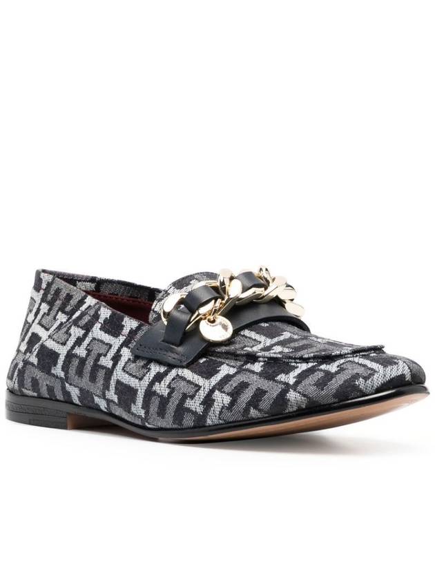 Chain Detail Monogram Denim Loafers - TOMMY HILFIGER - BALAAN 2