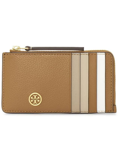 Robinson Logo Embellished Leather Card Wallet Brown - TORY BURCH - BALAAN 2