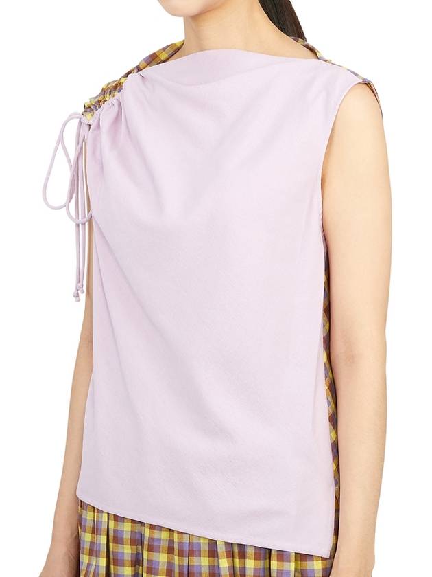 Veronica Plaid Ruched Sleeveless Pink - TORY BURCH - BALAAN 3