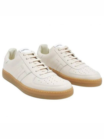 Logo Leather Low-Top Sneakers White - TOM FORD - BALAAN 2