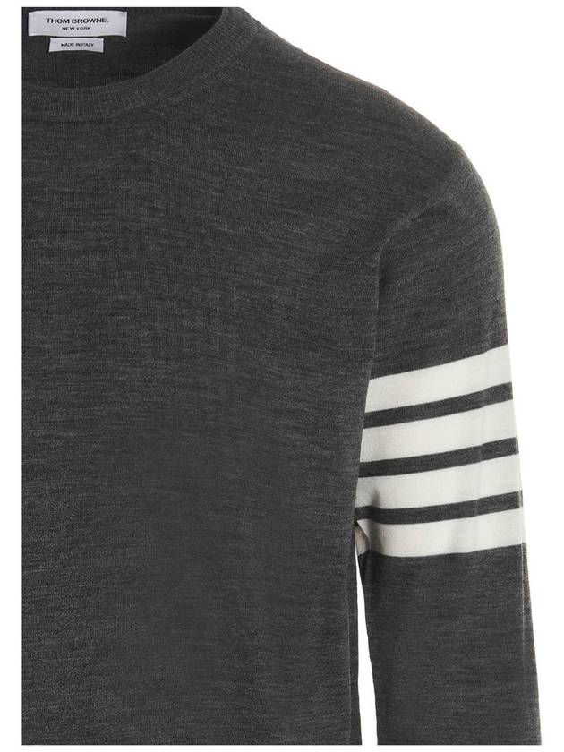 4 Bar Armband Classic Merino Wool Knit Top Medium Grey - THOM BROWNE - BALAAN 3