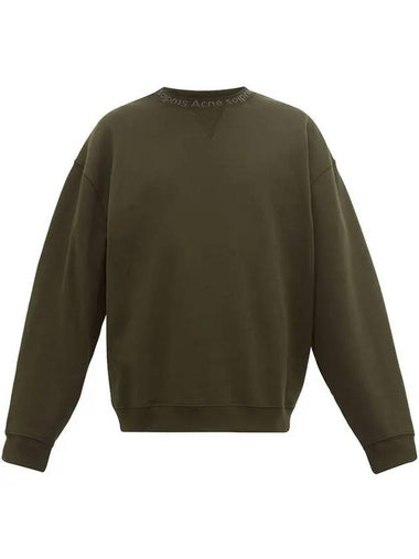 Flogho Neck Logo Cotton Sweatshirt Khaki BI0015 BGO - ACNE STUDIOS - BALAAN 1