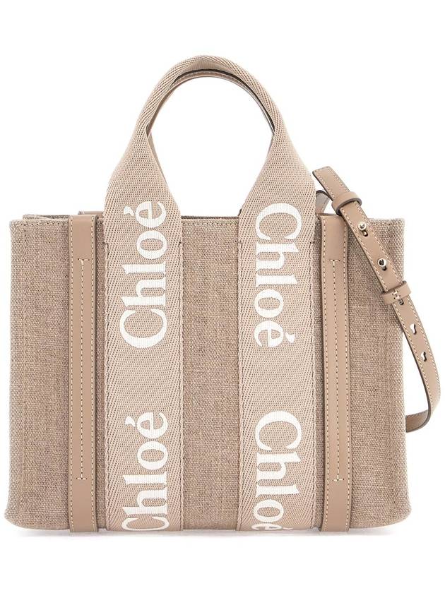 Woody Small Tote Bag Beige Linen - CHLOE - BALAAN 2