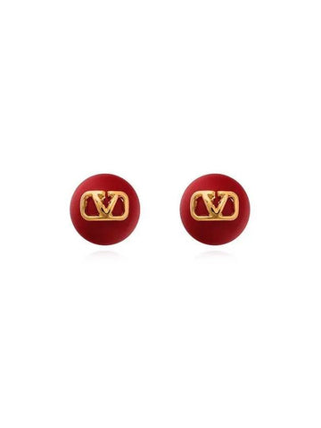 Valentino 4W2J0E35 DHC ZT2 J0E35 Garavani V logo pearl earrings - RED VALENTINO - BALAAN 1