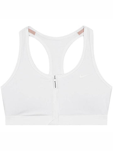 Genuine W Swoosh Front Zipper Dry Fit Pad Sports Bra FN2732 100 - NIKE - BALAAN 1