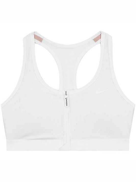 Genuine W Swoosh Front Zipper Dry Fit Pad Sports Bra FN2732 100 - NIKE - BALAAN 1