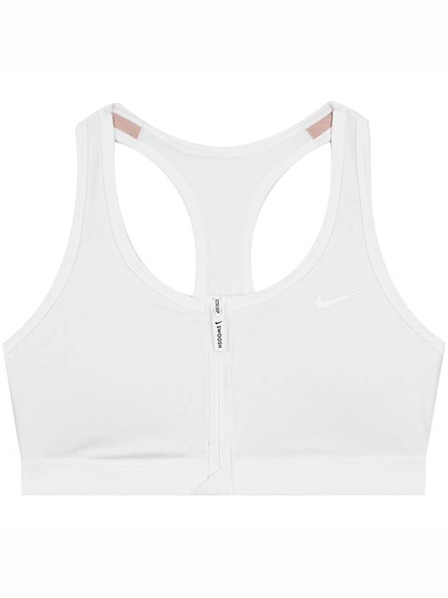 Swoosh Front Zipper Dri Fit Padded Sports Bra White - NIKE - BALAAN 1