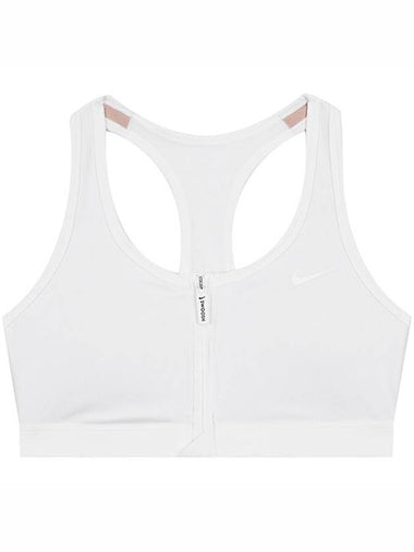 Swoosh Front Zipper Dri Fit Padded Sports Bra White - NIKE - BALAAN 1