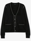 Women's Washable Silk V-Neck Cardigan Black - THEORY - BALAAN 3