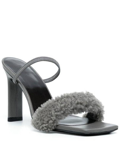 By Far Shearling Strap Open Toe Heels - BY FAR - BALAAN 2