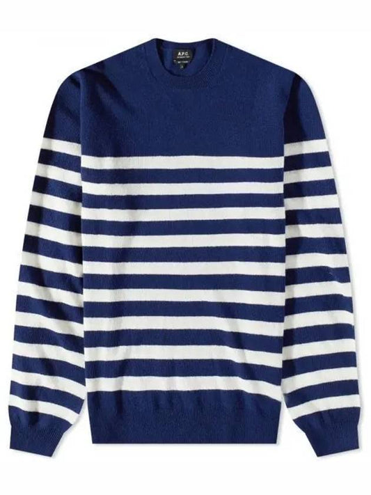 Ishmael Striped Crew Knit Top Dark Navy White - A.P.C. - BALAAN 2