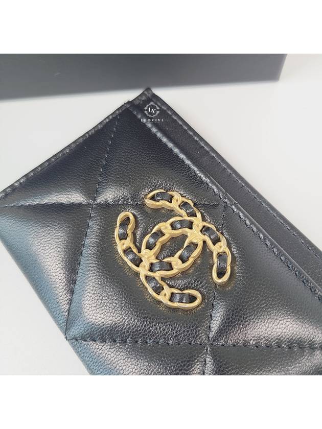 19 Quilted Lambskin Gold Plate Chain Card Wallet Black - CHANEL - BALAAN 5