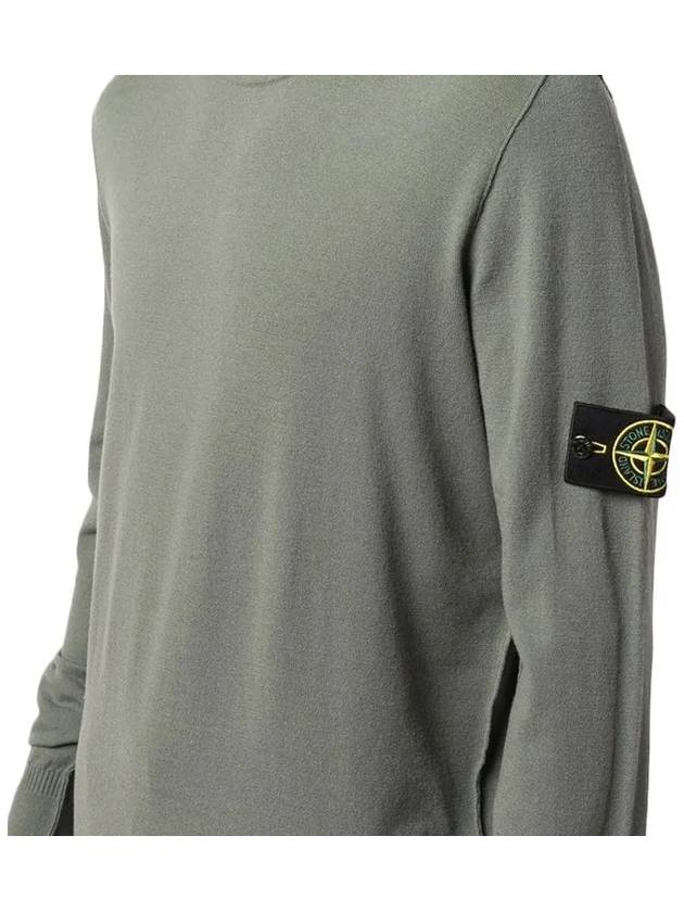 Waffen Patch Crew Neck Wool Knit Top Khaki - STONE ISLAND - BALAAN 5